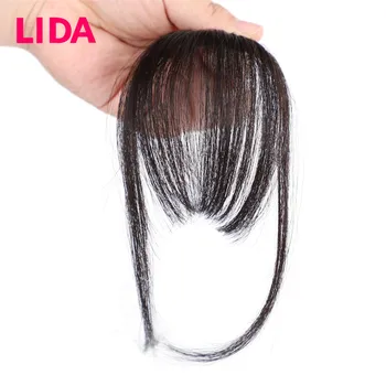 LIDA Remy Бразильские Пряди для наращивания волос 6 дюймов, Короткая Прозрачная Челка Спереди, Прямая Челка с Бахромой, Натуральное наращивание человеческих Волос