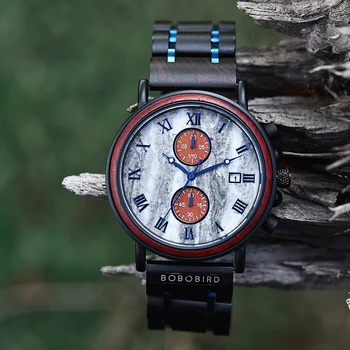 Деревянные часы BOBO BIRD, мужские водонепроницаемые военные часы лидирующего бренда в деревянной подарочной коробке, Светящиеся часы для мужчин, подарок, Прямая Поставка, OEM