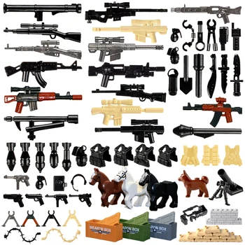 Военное оружие Спецназа, строительные блоки, набор Пушек, Городская полиция, Солдат-строитель, серия WW2, Армейские аксессуары, MOC Brick, подарочные игрушки для мальчиков