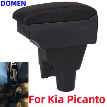 Для Kia Picanto Подлокотник Коробка Детали интерьера Центральное содержимое автомобиля С выдвижным отверстием для чашки Большое пространство Двухслойная USB-зарядка
