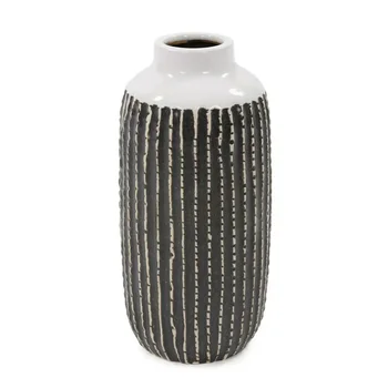 Высококлассная большая керамическая ваза в полоску Terra - элегантная декоративная ваза, идеально подходящая для дома, офиса и многого другого.