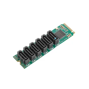 M.2 (PCIe 3.0) до 6 портов Карты расширения SATA III 6G SSD-адаптер с 3 кабелями SATAIII PCIe Gen3X2 Без RAID-чипа Asmedia 1166