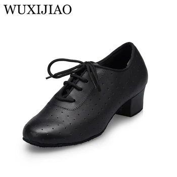 Обувь для латиноамериканских танцев WUXIJIAO, кожаная танцевальная обувь, женская обувь для взрослых, осенняя танцевальная обувь baotou, мягкая танцевальная обувь на первом этаже