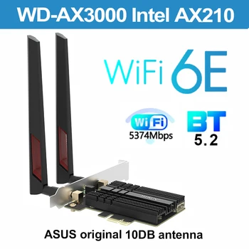 WiFi 6E 3000 Мбит/с Intel AX210 AX210NGW Bluetooth 5,2 Двухдиапазонная 2,4G/5G/6G WiFi карта 802.11AX/AC PCIe Сетевая карта PCI Express