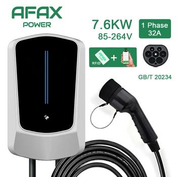 Зарядное устройство AFAX EV GB/T Шнур EVSE Wallbox Для электромобилей мощностью 7 кВт/11 кВт/22 кВт APP Control с разъемом 16A 32A Автомобильный Зарядный кабель длиной 5 м