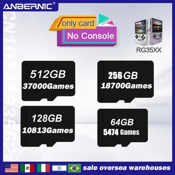TF-карта ANBERNIC RG35xx с предустановленными играми для 512G 256G 128G 64G На выбор, Встроенные 37000 игр, портативные игры для сумки