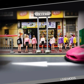 2шт в масштабе 1: 64 Сестра Цветок Гонконгская Уличная Красавица Девушки Модель Аксессуары для сцены Персонаж Кукла из смолы Игрушка
