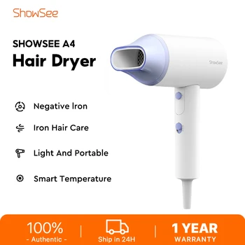 ShowSee Анионный фен для волос A4 Воздуходувка с отрицательными ионами 1800 Вт EHD с постоянной температурой Складная