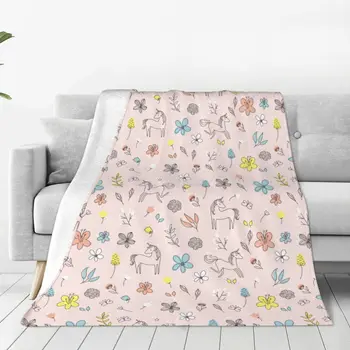 Красочные одеяла с изображением животных в виде единорога, Флисовый Текстильный декор, Многофункциональные супер теплые одеяла для кровати, Офисное покрывало