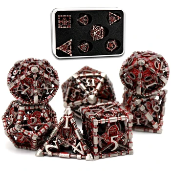 Набор ролевых кубиков DND, набор многогранных кубиков D & D, набор металлических кубиков, используемых для настольной игры (кроваво-красный)