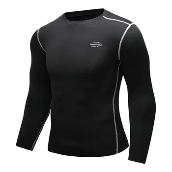 Мужская компрессионная футболка для бега, облегающая спортивная футболка для фитнеса с длинным рукавом, Толстовка для бега трусцой, Быстросохнущие рубашки для тренировок в тренажерном зале