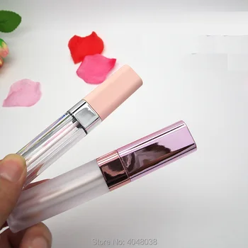 Прозрачный Пустой тюбик блеска для губ с розовой крышкой, Портативный флакон жидкой помады 