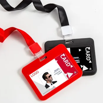 Однотонная Идентификационная бирка Держатель бейджа с именем на шнурке Пропуск сотрудника Держатель рабочей карточки Чехол Разрешение на работу Значок на рукаве
