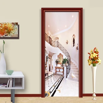 Европейский Стиль 3D Лестница Фон Настенная Живопись Гостиная Проход Дверь Спальни Наклейка ПВХ Обои Настенная Бумага Papel De Parede