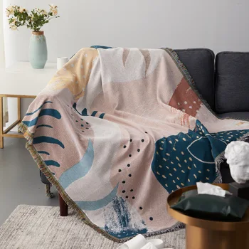 ins Цветное вязаное одеяло с рисунком для младенцев, многоцелевое полотенце для дивана, чехол для подушки, пылезащитный чехол, настенное украшение для дома