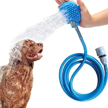 Регулируемая массажная щетка для мытья собак, распылитель и скруббер в одном наборе для душа для домашних животных