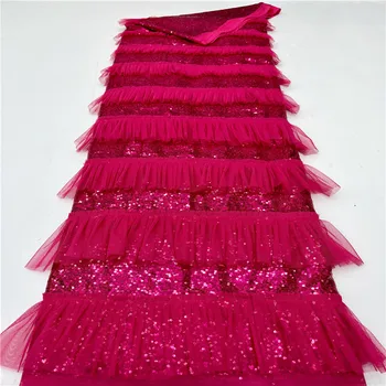 2022 розовое, Хит Продаж, Классическая Высококачественная Кружевная Ткань С Вышивкой Пайетками, Нигерийское Бархатное Кружево Для Зимнего Вечернего платья (JZZ-23-2