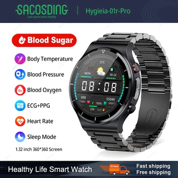 Hygieia-01r-Pro Смарт-Часы ECG + PPG Для Мужчин, Часы для Измерения артериального давления, Сердечного ритма, IP68, Водонепроницаемые Умные Часы Для измерения уровня сахара в Крови Для Мужчин