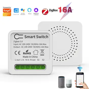 Tuya Zigbee3.0 Mini Smart Switch Концентратор Шлюз Поддержка Двухстороннего Управления Приложение Дистанционного управления Работа С Smart Life Alexa Google Home
