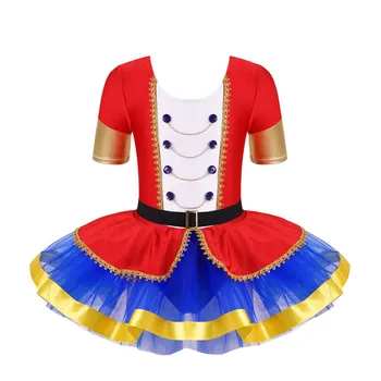 Детское Балетное платье-пачка для девочек, сценический костюм, Сетчатое танцевальное трико с коротким рукавом, Танцевальная одежда, платье для косплея