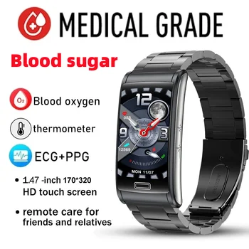 2023 Смарт-Часы ECG + PPG Для Мужчин И Женщин, Неинвазивные, Для измерения уровня глюкозы в крови, Для Измерения артериального давления, Водонепроницаемые, Умные Часы Для Android