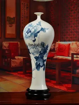 lt Фарфоровая ваза с ручной росписью, Китайская гостиная, ТВ-шкаф, Антикварное украшение полки/Цветущие и сочные цветы