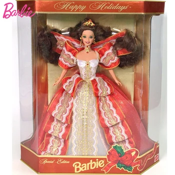 Оригинальное платье Barbie Happy Holidays 1997, специальное издание, платье с короной для каштановых волос, принцесса, коллекционные куклы, игрушки для девочек, 10-я годовщина