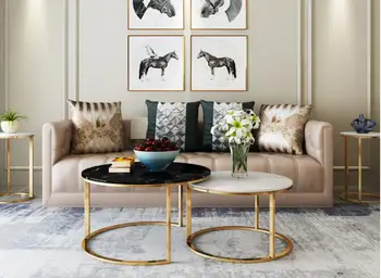 Скандинавский мраморный гладильный арт, простой современный чайный столик, высокий и низкий, креативный круг, комбинация ins, столик для маленькой семейной гостиной