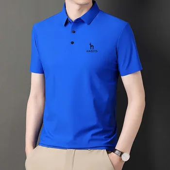 Мужская рубашка Поло, футболка, Одежда для гольфа, Бесшовный Однотонный топ с коротким рукавом, Крутой Повседневный топ с лацканами, Тонкий 2023