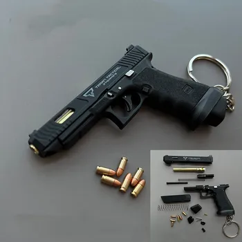 1:3 Glock G34 С 6 Пулями Модель Пистолета Из Сплава Подарок Новый Брелок для Пистолета Подарок Мини Форма Glock Мини Металл PUBG BERETTA 92F M1911