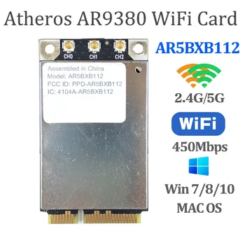 Atheros AR5BXB112 AR9380 Двухдиапазонная Беспроводная карта Wifi Mini PCI-E 450 Мбит/с для Mac Pro wifi card PPD-AR5BHB112