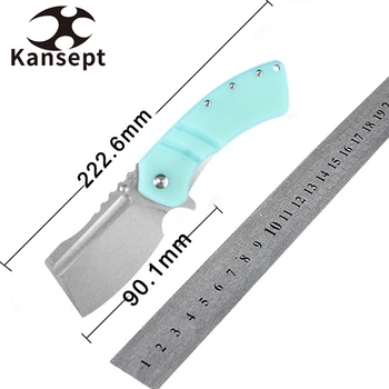Kansept XL Korvid T1030A7 Карманный Нож с Полированным лезвием 154 см, темно-синяя Ручка G10, Складной Нож для Переноски EDC