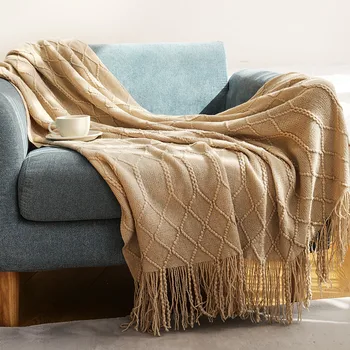 Вязаное Одеяло, Покрывало для дивана, Покрывало для кровати, Покрывало для дивана, покрывало из Скандинавской шерсти, Зимнее Офисное одеяло для сна
