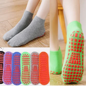 Противоскользящий носок для детей и взрослых, батутный носок, Хлопковые дышащие короткие носки, Эластичные спортивные носки для мальчиков и девочек, детские носки Снаружи