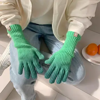 Вязаные перчатки 1 Пара Стильных длинных перчаток с тонкой текстурой на полный палец для повседневной носки
