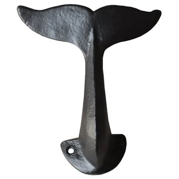 Декоративный настенный крюк из чугунного китового хвоста с крепежными винтами (18x7x5 см/7X2,75X1,96 дюйма)