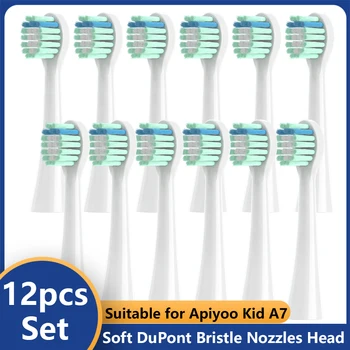 Замена 4-12 шт. для головок зубных щеток Apiyoo Kid A7 Электрические Зубные щетки DuPont Мягкие насадки для зубных щеток Smart Clean Head Насадка для зубных щеток