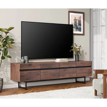 Современная подставка для телевизора середины века для телевизоров с плоским экраном до 75 дюймов, деревянная телевизионная консоль, медиа-шкаф для хранения