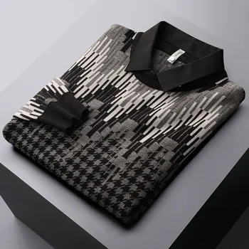 и американский легкий европейский роскошный искусственный свитер из двух частей, мужская зимняя мода, новый дизайн, текстура, контрастный цвет, пуловер с лацканами
