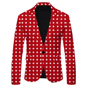 HOO 2023, Новый мужской костюм для отдыха с принтом в горошек, куртка, британский модный приталенный блейзер