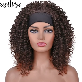 Синтетический парик с вьющимися волосами на голове Для чернокожих женщин, парики из натуральных Волнистых бесклеевых волос, Термостойкие волокнистые волосы Annivia