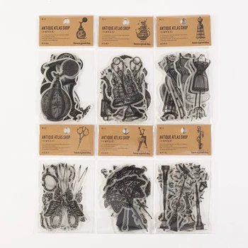 20 упаковок Оптовых наклеек, Черный Карандашный эскиз, Материал для бумаги для Скрапбукинга, Чай, Европейский Антикварный графический Блокнот 140 * 75 мм