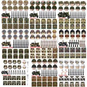 Детские игрушки Солдат Второй мировой войны, строительные блоки, фигурки советской армии США Франции, кирпичи, Военный трехколесный велосипед, игрушки для детей, подарки на день рождения