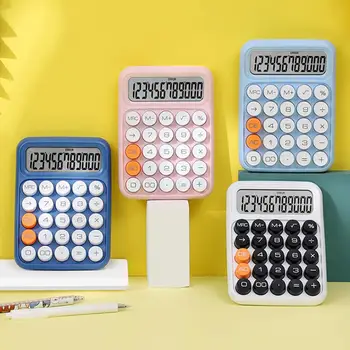 Настольный калькулятор 12 Цифр, Большие Круглые Гибкие кнопки, Конфетный Большой ЖК-дисплей, финансовый калькулятор для студентов на батарейках