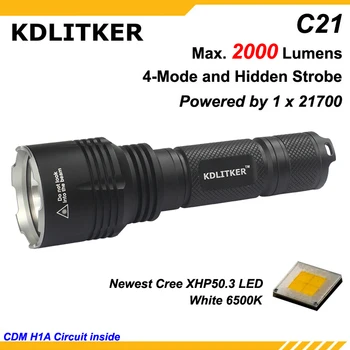 Новейший светодиодный фонарик KDLITKER C21 Cree XHP50.3 2000 люмен с 5 режимами охоты на большие расстояния 21700