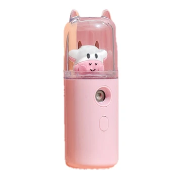 Увлажнитель воздуха для Коров, Женский прибор для Пополнения воды для макияжа, ручной USB-распылитель женских Духов, Спиртовой Нанопрыскиватель, Розовый