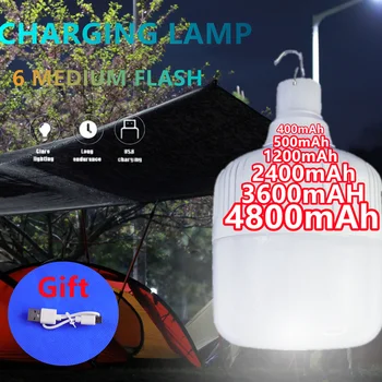 Супер яркий светодиодный фонарь для кемпинга, аварийный портативный USB-фонарик, встроенный аккумулятор, уличный фонарик