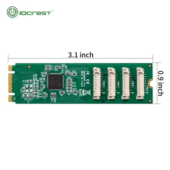 IOCREST M.2 Ngff B Ключ и M ключ к 4 портам RS232 Db9 Карта с изменяемым контроллером последовательного порта Дополнительные карты с 4 портами RS232 Зеленый 22x80 мм