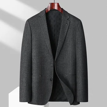2023 года, мужской новый весенне-осенний деловой повседневный модный вязаный костюм с лацканами, пальто