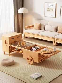 Главная Современная минималистичная Скандинавская гостиная из массива дерева, Креативный Милый Журнальный столик, шкаф для телевизора, Комбинация боковых шкафов